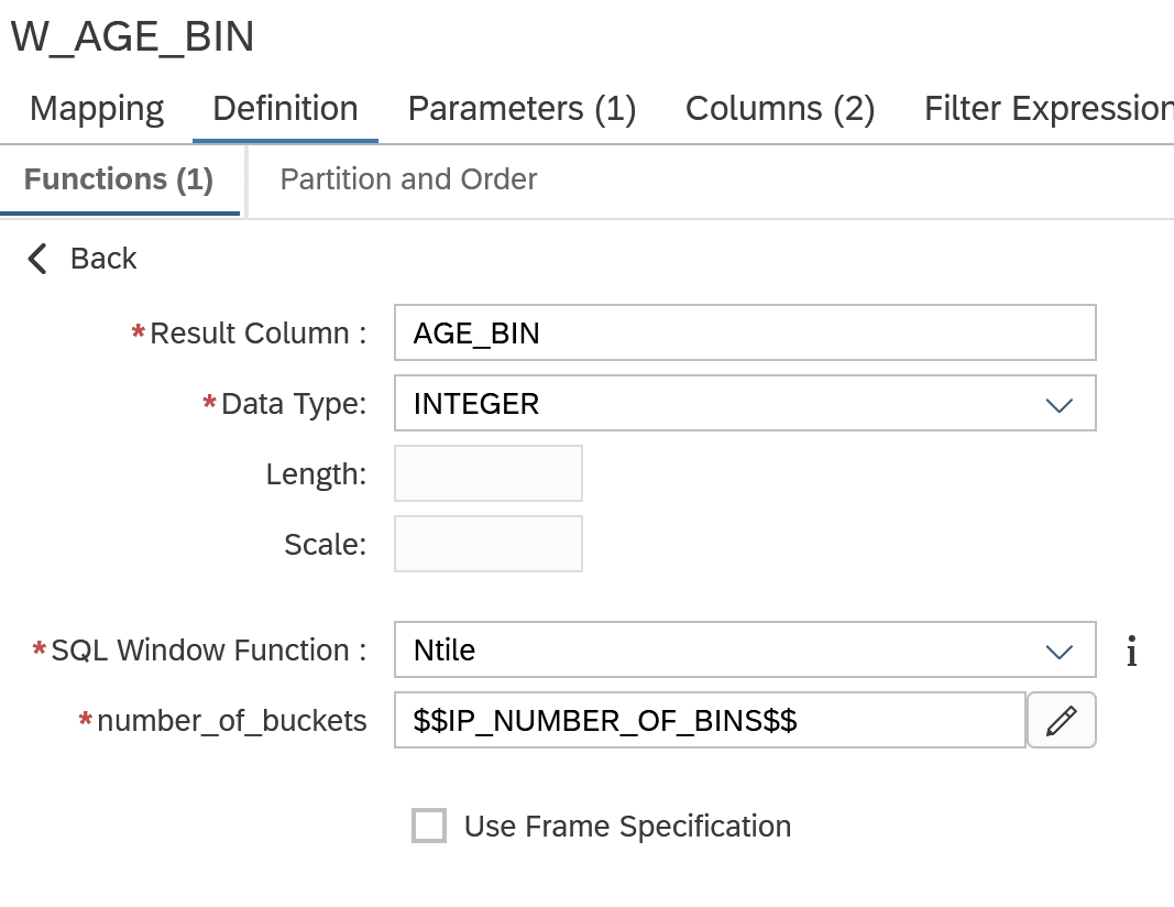 120 CalculationView Age Bin WindowFunction