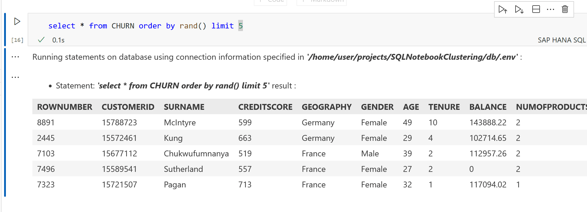 40 SQLNotebook SelectCHURN Limit Sample