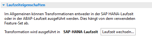 Auswahl der Laufzeitumgebung in Transformationen 