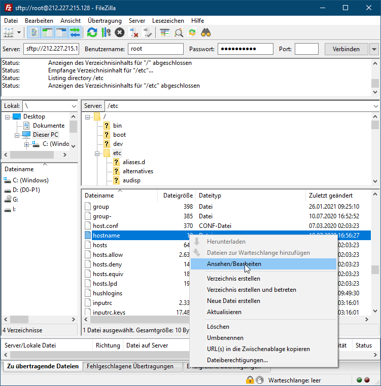 FTP Programm FileZilla