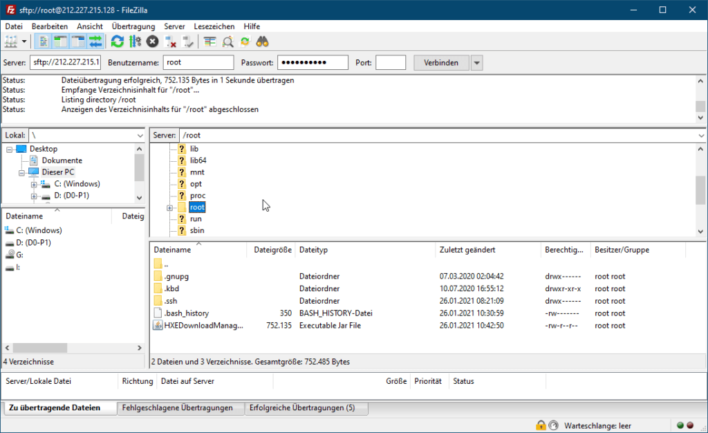 FTP zum Upload